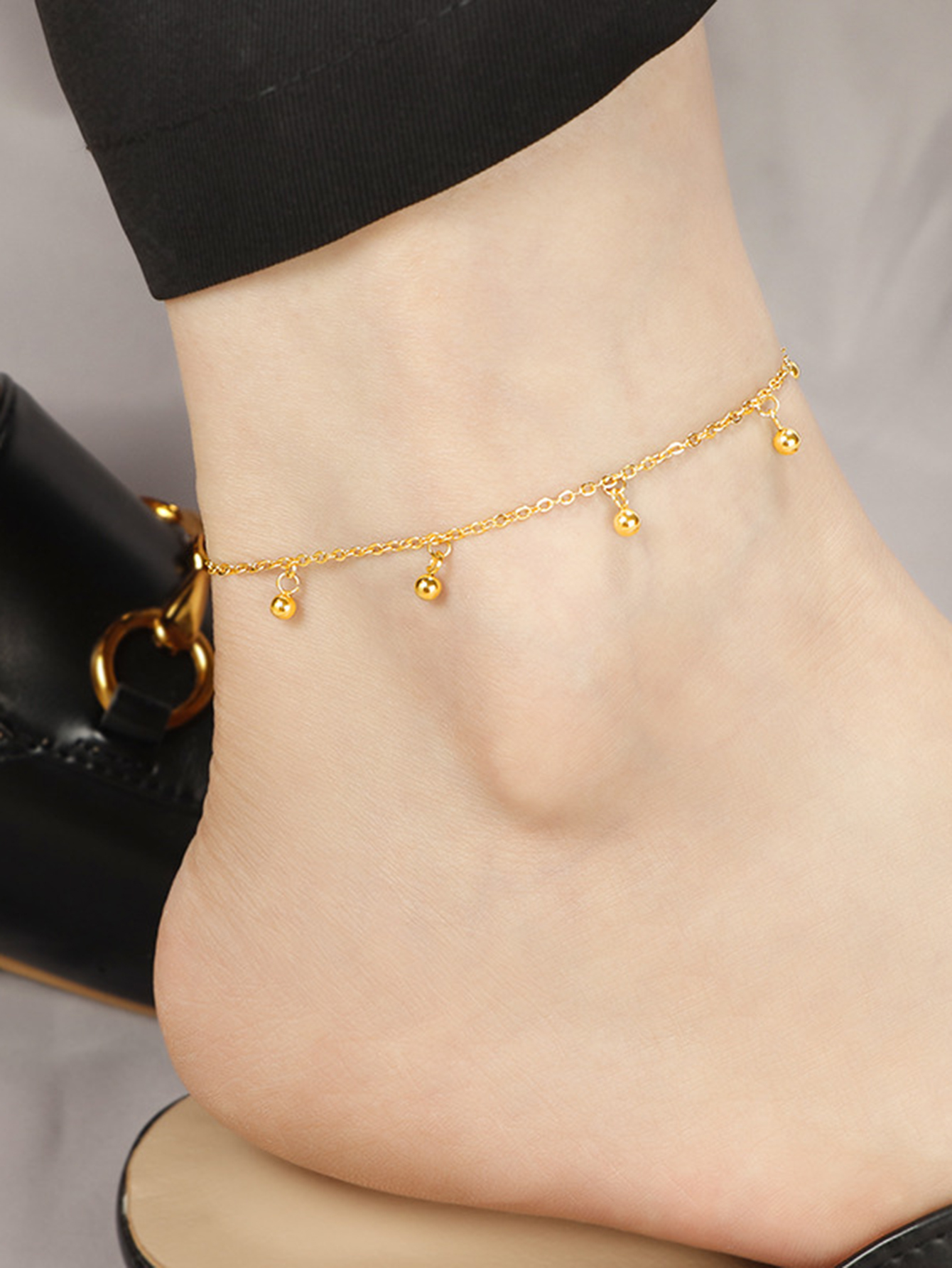 SE4014 1条女士脚链 叠戴沙滩风 春夏防水防过敏不锈钢流苏珠子脚链 日常饰品礼品