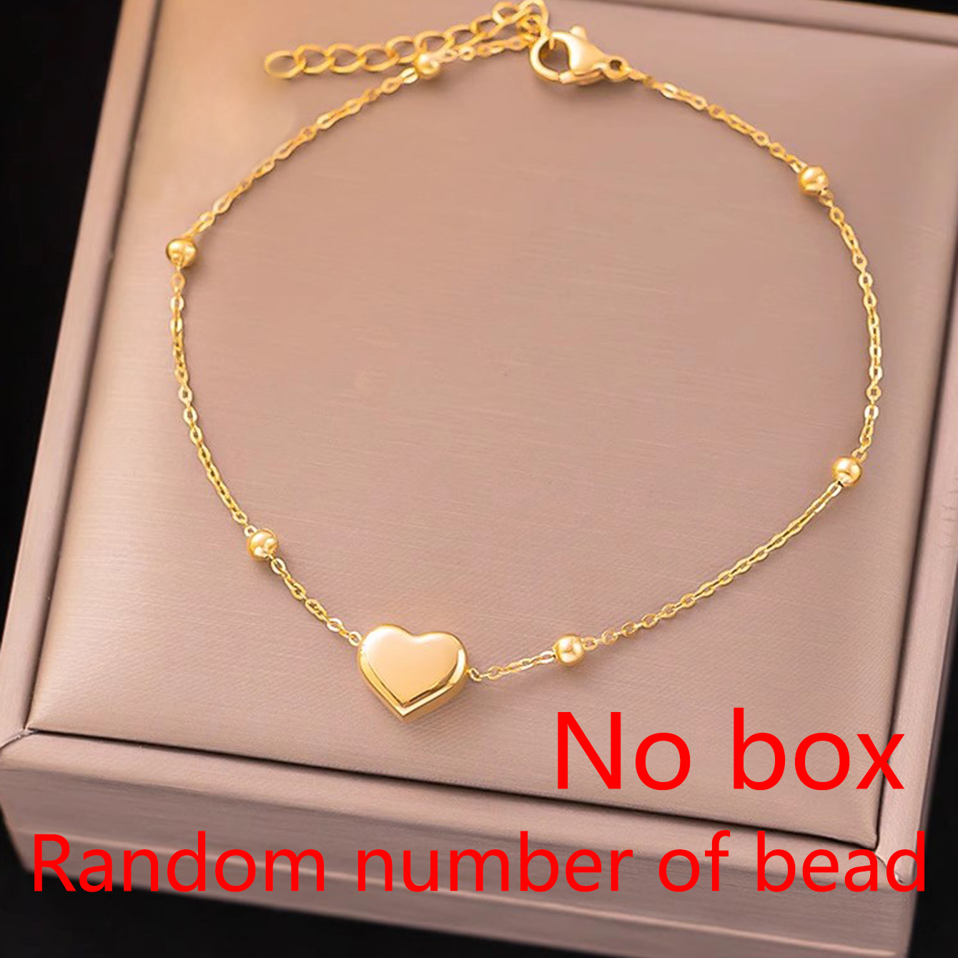 SE4012 1条女士脚链 叠戴沙滩风 春夏防水防过敏不锈钢爱心脚链 母亲节情人节饰品礼品（珠子颗数随机）